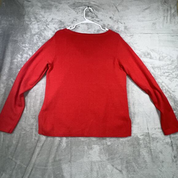 Diane Gilman Large Nautical Red Sweater Blue/white Stripe Inset Long Sleeve - Picture 7 of 8